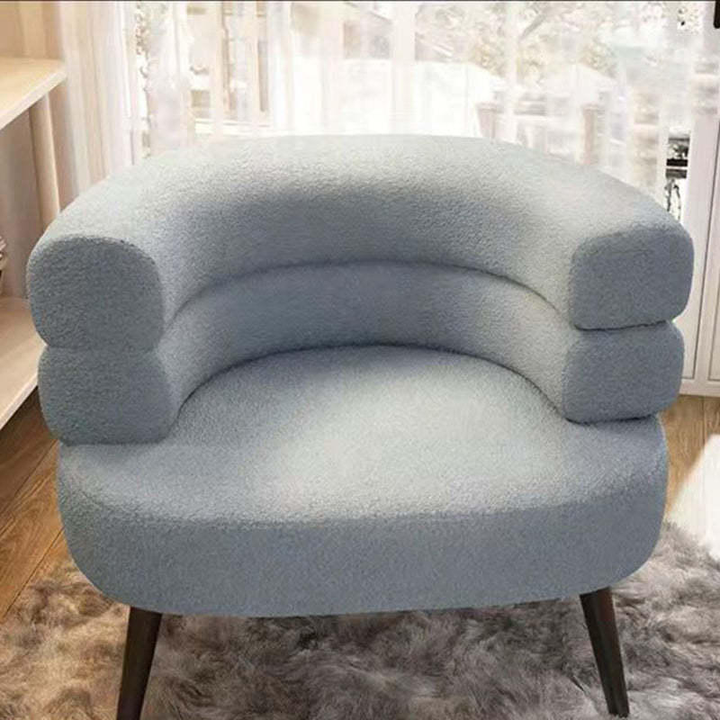 Nordic Round Lambswool Upholstered Vanity Stool — Light Blue