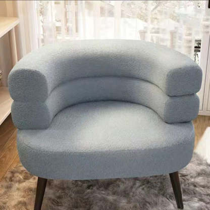 Nordic Round Lambswool Upholstered Vanity Stool — Light Blue