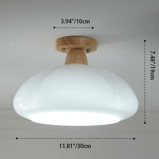 Modern Cream Rubberwood 1-Light Ceiling Light — White / 220V-240V For UK/AU