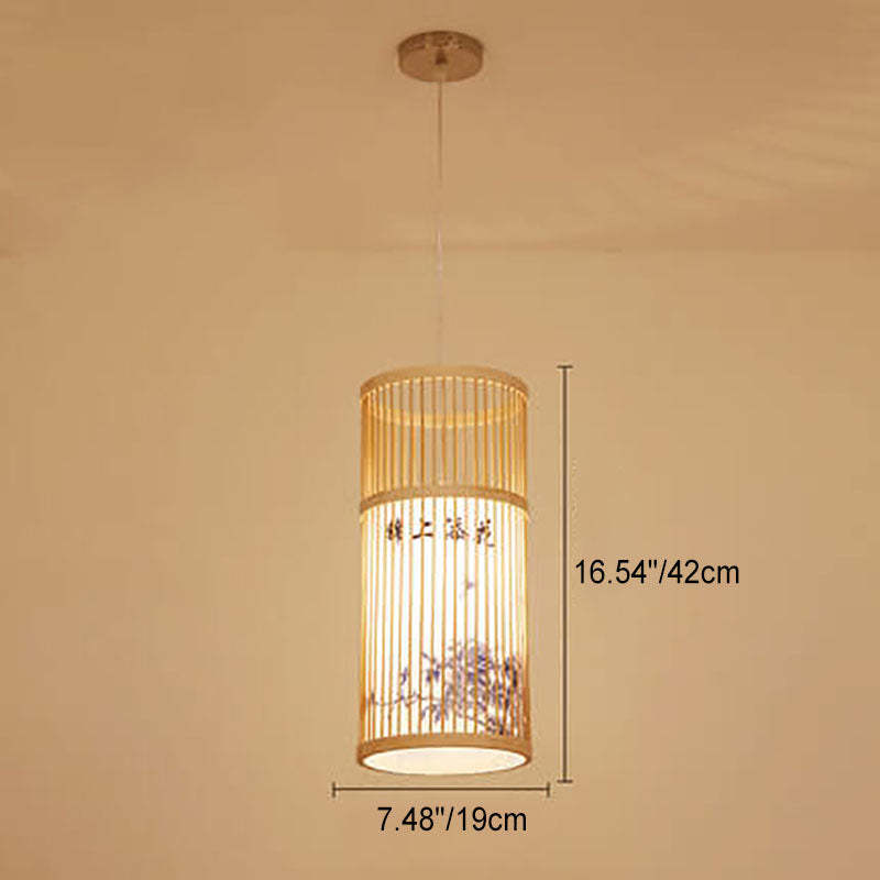 Japanese Zen Bamboo Lantern Pendant Light