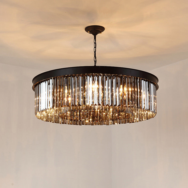 Iron Frame Tiered Crystal 8-Light Chandelier