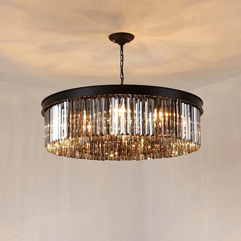 Iron Frame Tiered Crystal 8-Light Chandelier