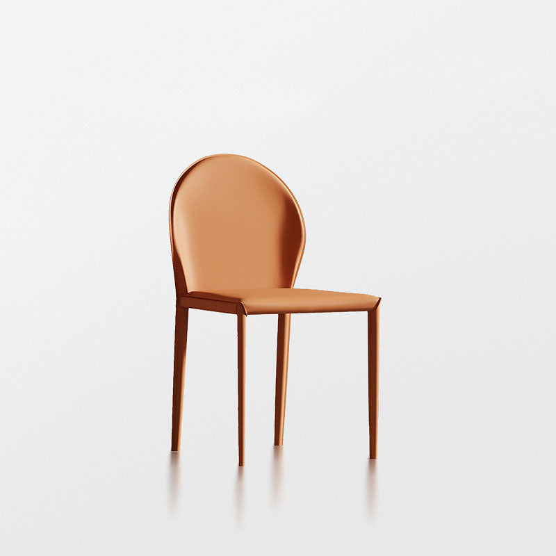 Minimalist Half Oval Leather Metal Dining Chair