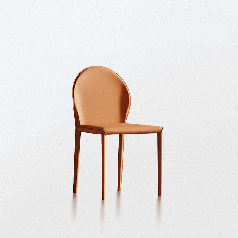 Minimalist Half Oval Leather Metal Dining Chair