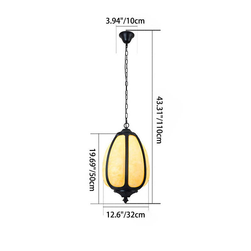 Art Deco Cast Aluminum Oval Pumpkin Pendant Light