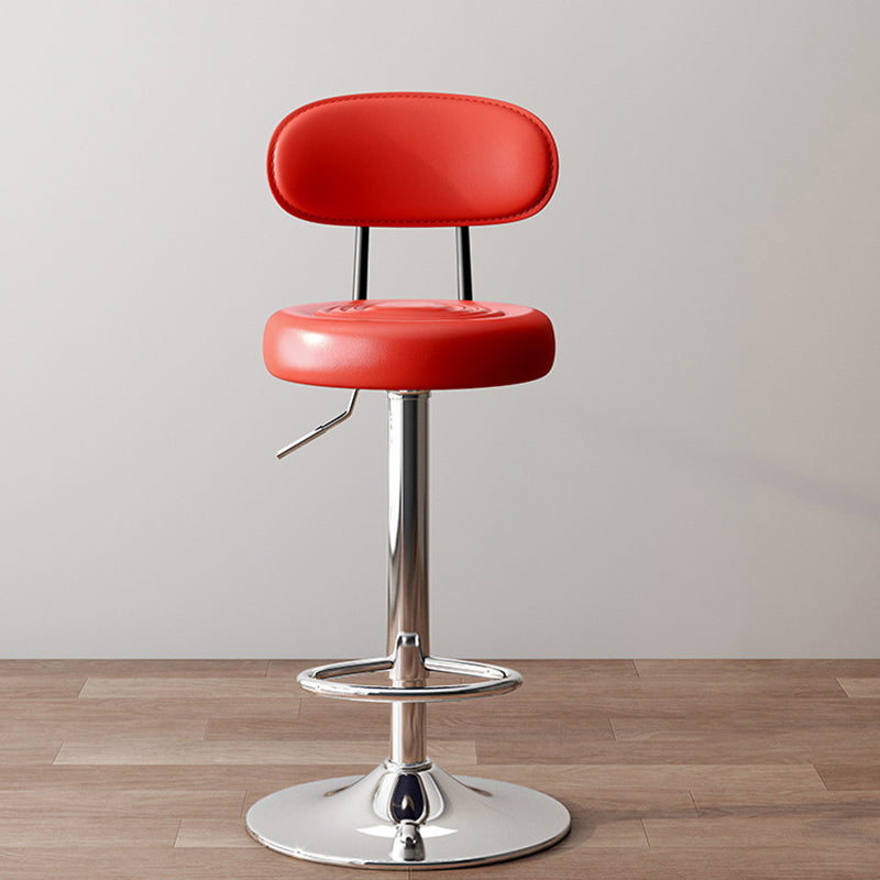 Minimalist Round Curved-Back Leather Metal Bar Stool