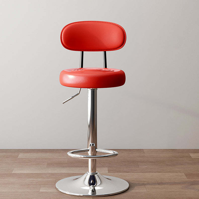 Minimalist Round Curved-Back Leather Metal Bar Stool