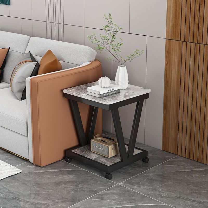 Modern Luxury Rock Panel Galvanized 2-Tier End Table — Lushan Waterfall