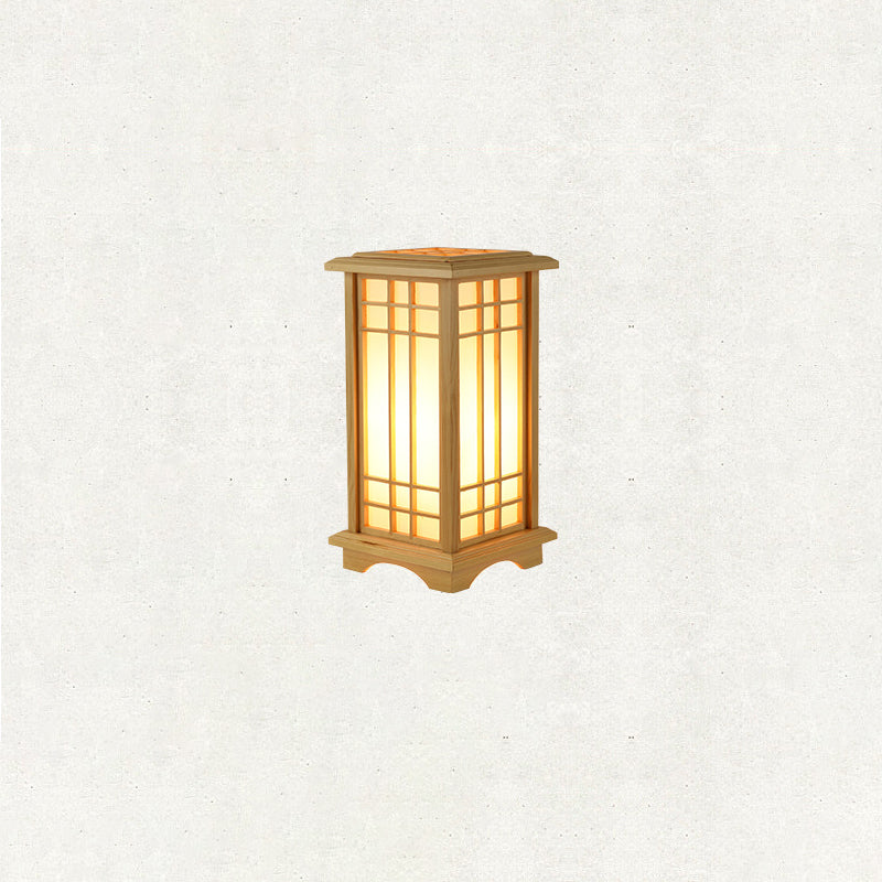 Japanese Wood Acrylic Pillar Rectangular Floor Lamp