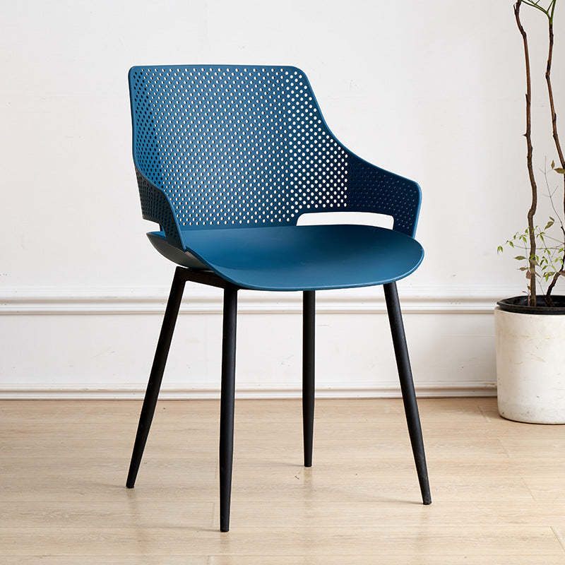Minimalist Plastic Iron Dining Chair With Armrest