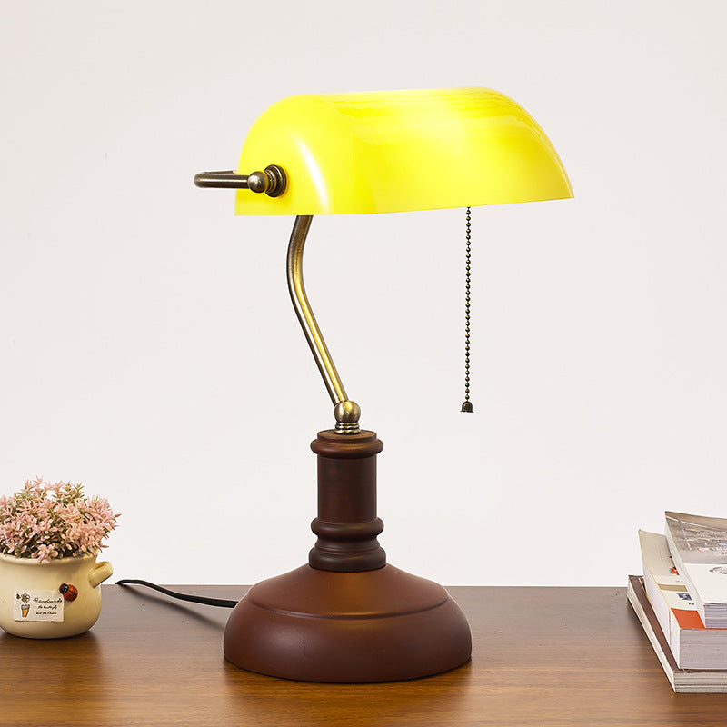 Vintage Solid Wood Glass Bank Zipper Lamp — C - Solid Wood+Yellow Shade / 220V-240V For UK/AU