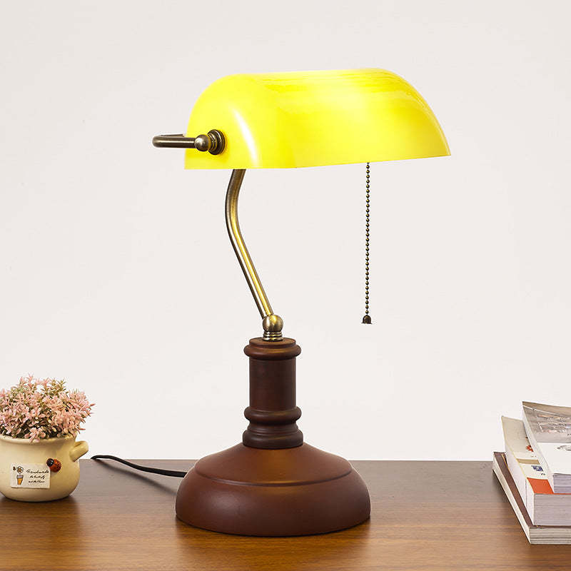 Vintage Solid Wood Glass Bank Zipper Lamp — C - Solid Wood+Yellow Shade / 220V-240V For UK/AU