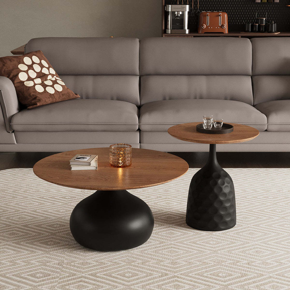Vintage Orb Solid Wood Carbon Steel End Table