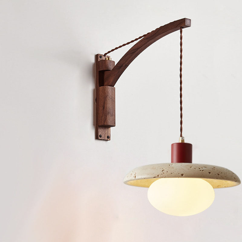 Japanese Wabi-Sabi Solid Wood Glass Horn Sconce