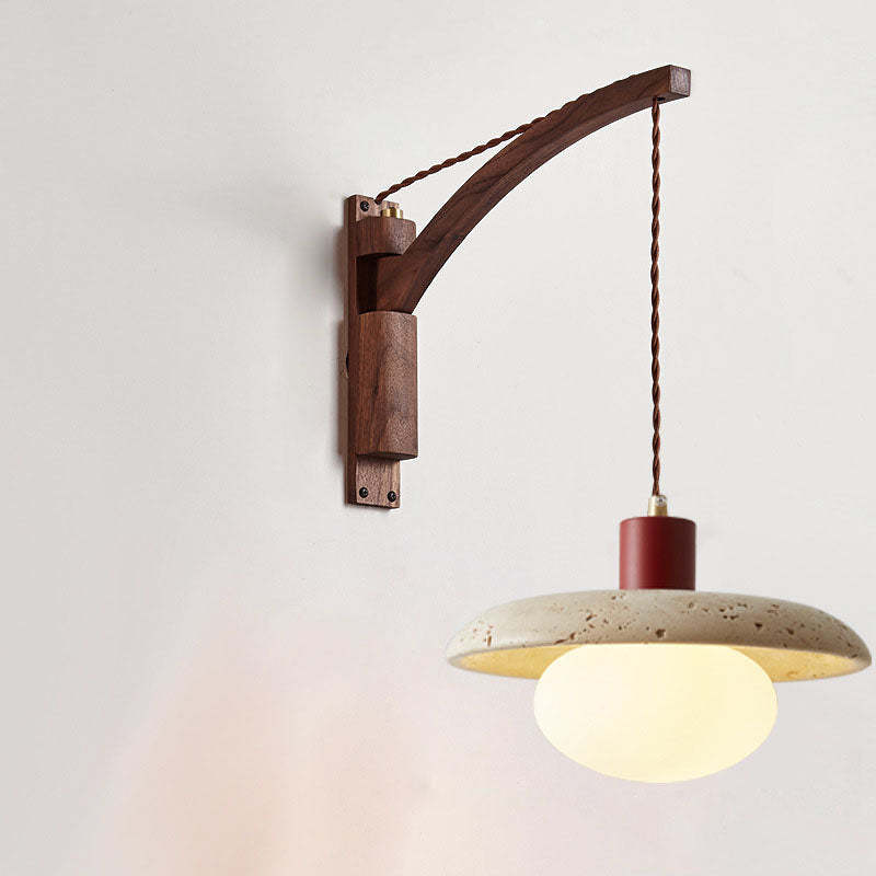 Japanese Wabi-Sabi Solid Wood Glass Horn Sconce