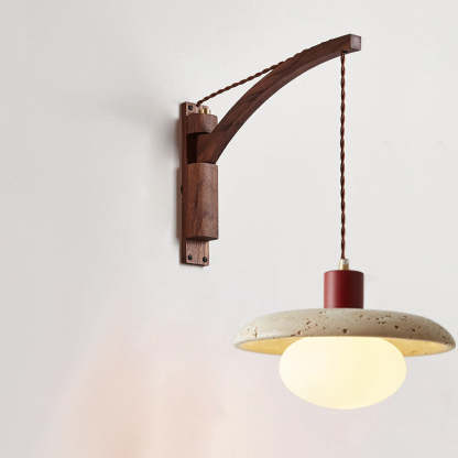 Japanese Wabi-Sabi Solid Wood Glass Horn Sconce