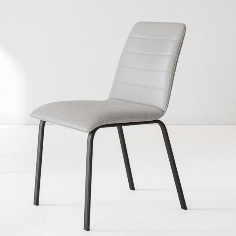 Minimalist Striped Leather Steel Dining Chair