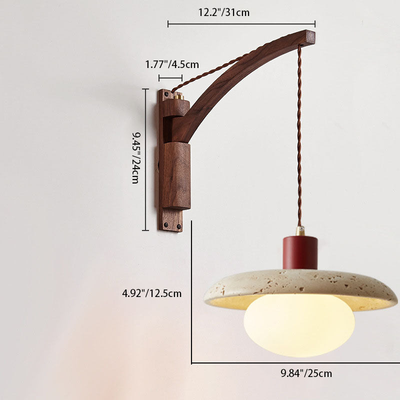 Japanese Wabi-Sabi Solid Wood Glass Horn Sconce