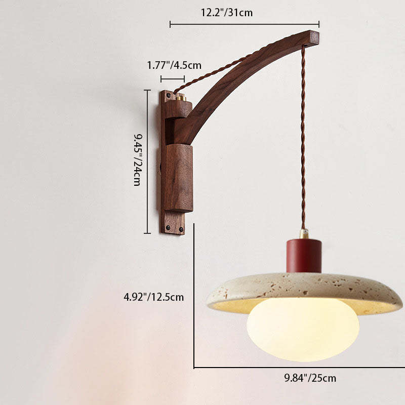 Japanese Wabi-Sabi Solid Wood Glass Horn Sconce