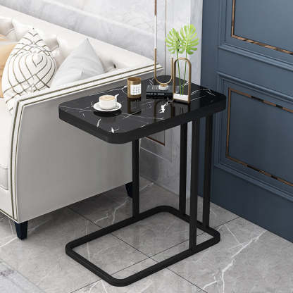 Minimalist Square Metal Panel End Table — A / Black Tabletop - Black Frame