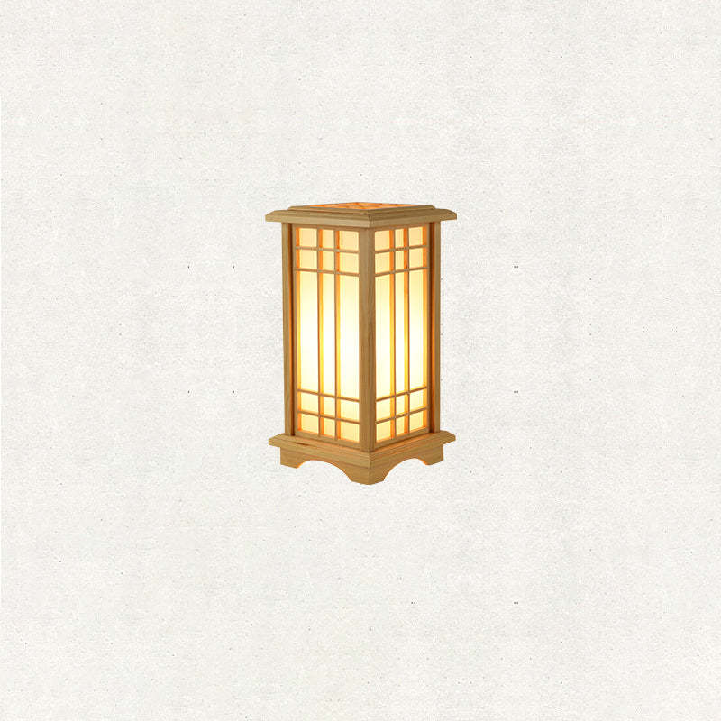 Japanese Wood Acrylic Pillar Rectangular Floor Lamp
