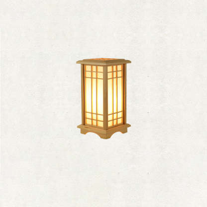 Japanese Wood Acrylic Pillar Rectangular Floor Lamp