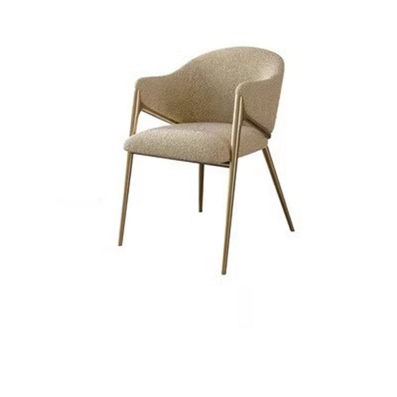 Modern Lambswool Curved Dining Chair With Armrest