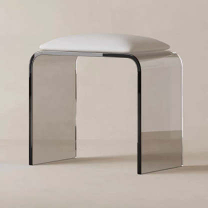 Minimalist Acrylic Leather Vanity Stool