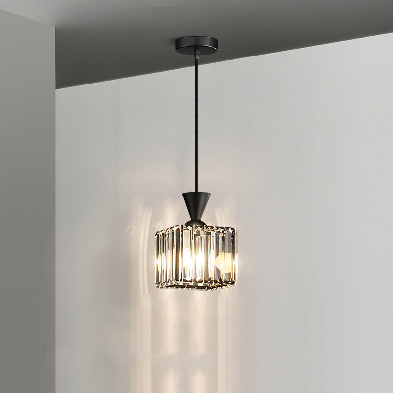 Contemporary Radiant Prismatic Crystal Pendant Light