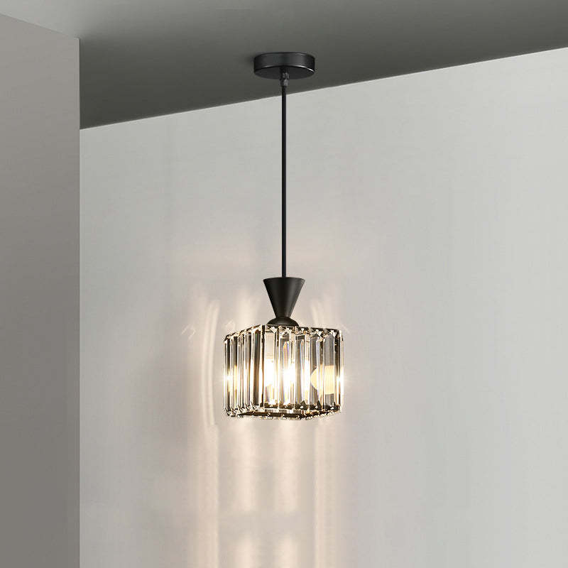 Contemporary Radiant Prismatic Crystal Pendant Light