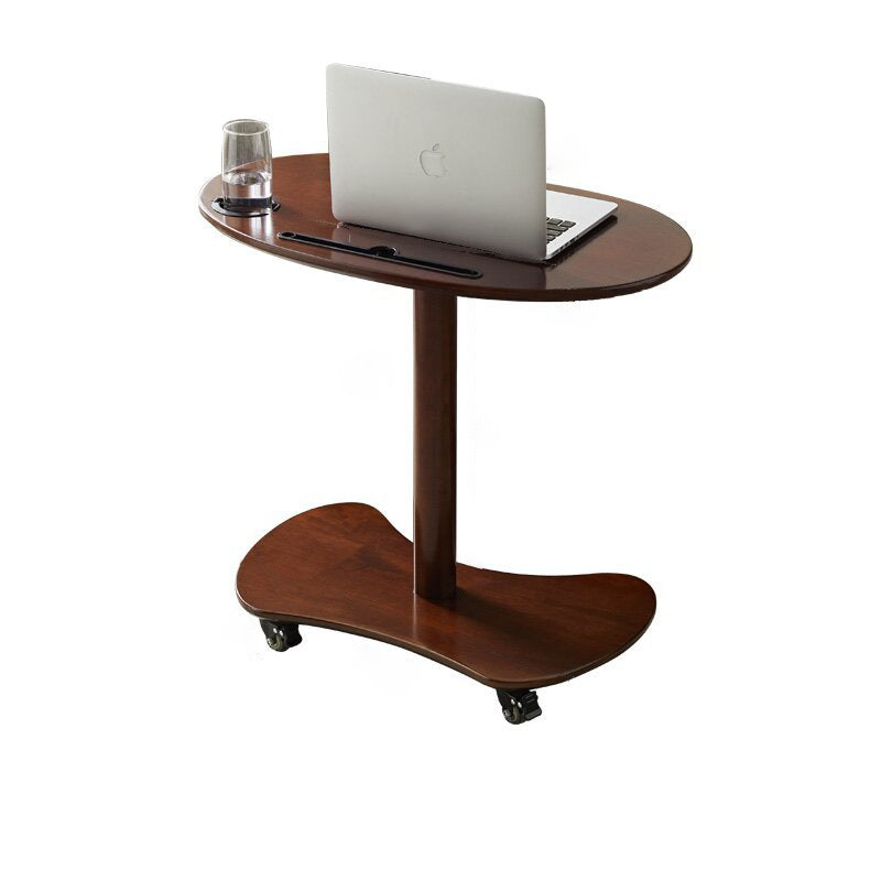 Minimalist Oval Solid Wood 4-Wheel Coffee Table