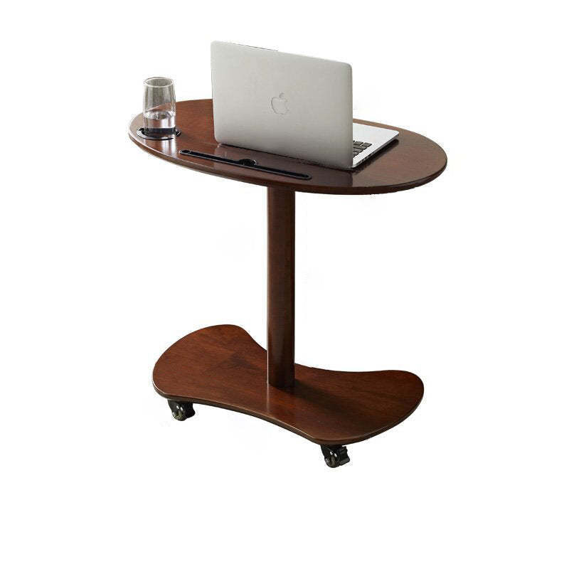 Minimalist Oval Solid Wood 4-Wheel Coffee Table