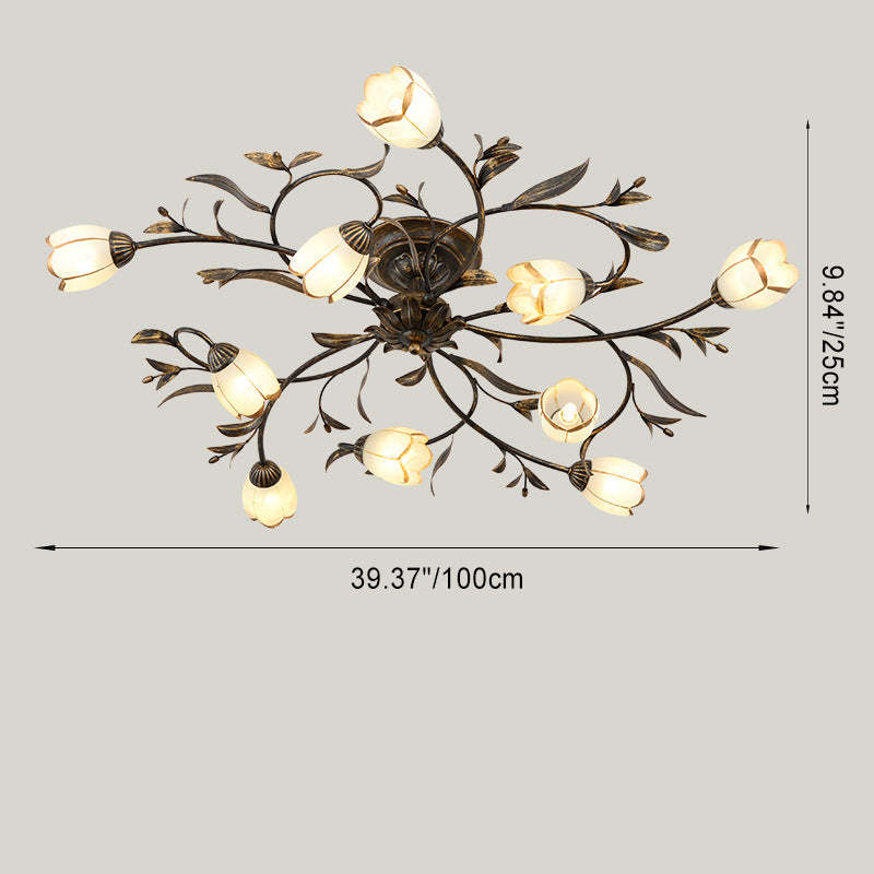 French Flower Iron 4/6/8/10/12-Light Ceiling Light — 10 / 110V-120V For US/CA