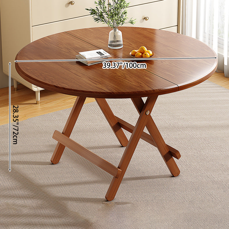 Scandinavian Round Wood 4-Seat Dining Table — Original Wood Color