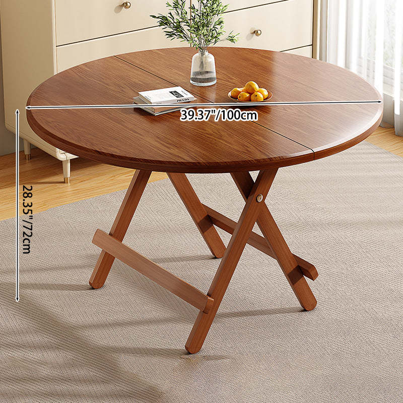 Scandinavian Round Wood 4-Seat Dining Table — Original Wood Color
