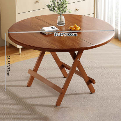 Scandinavian Round Wood 4-Seat Dining Table — Original Wood Color