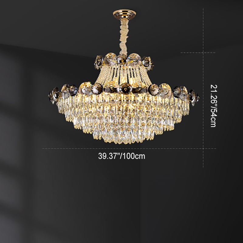 Half Round Ball Crystal Iron Chandelier — 17 / 110V-120V For US/CA