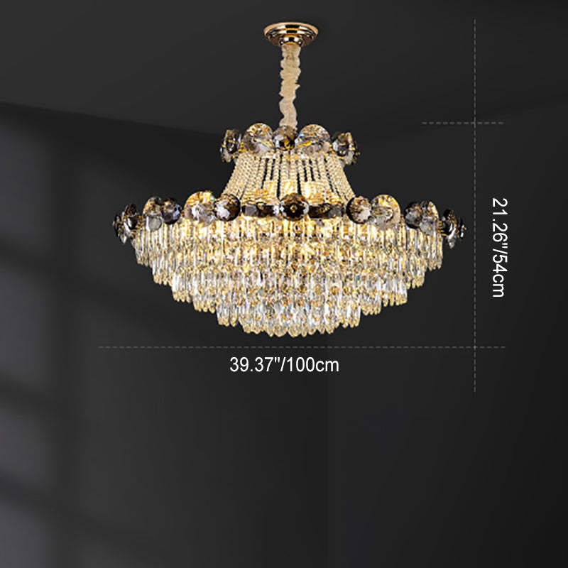 Half Round Ball Crystal Iron Chandelier — 17 / 110V-120V For US/CA