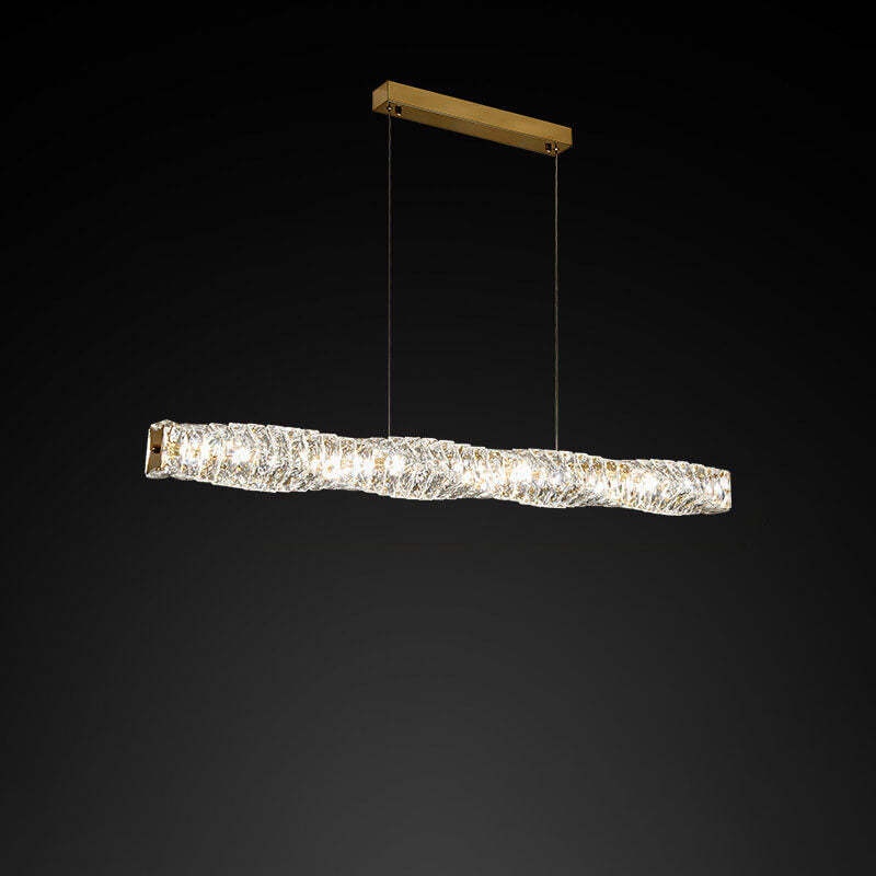 Modern Stainless Steel Crystal Strip LED Island Pendant