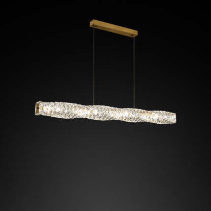 Modern Stainless Steel Crystal Strip LED Island Pendant