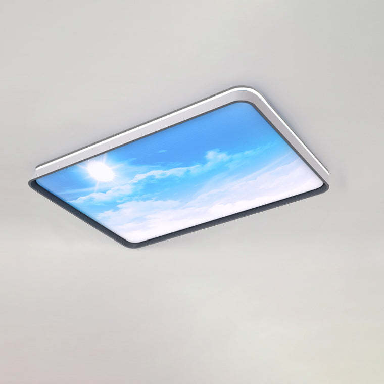 Iron Acrylic Rectangular Sunny Sky LED Flush Light