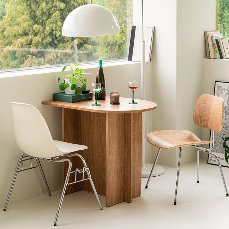 Minimalist Half Oval 6-Leg Coffee Table — Original Wood Color