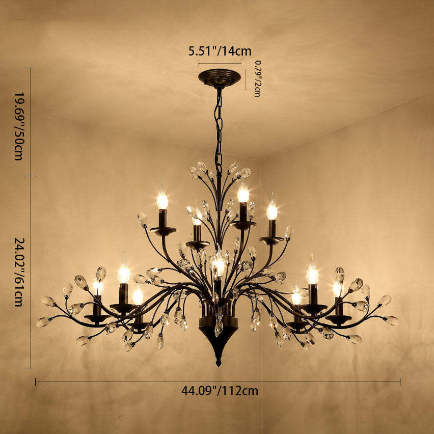 Vintage Rustic Black Iron Candelabra Chandelier