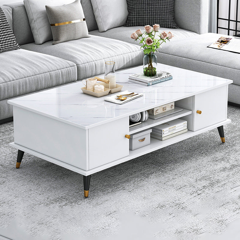 Nordic Rectangular Engineered Wood Iron Coffee Table