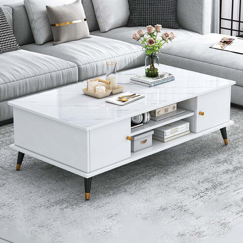 Nordic Rectangular Engineered Wood Iron Coffee Table — A