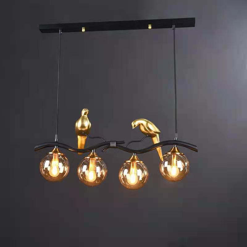 Resin Bird Glass Ball Island Chandelier