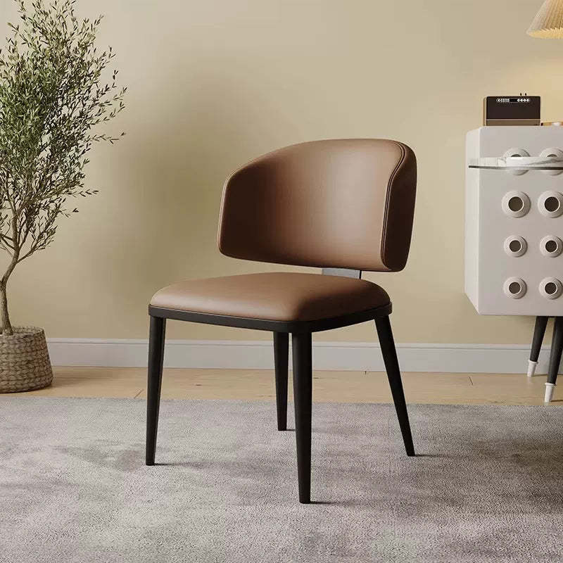 Gray leather iron dining chairs & benches for living room, Lighom