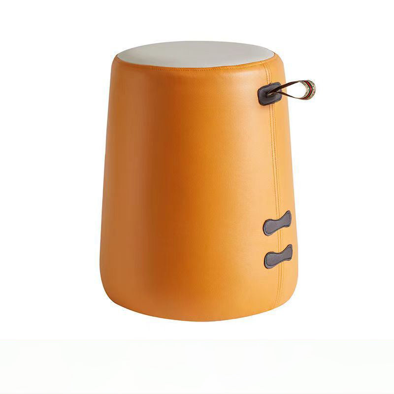 Contemporary Cylinder Fabric Pouf Stool