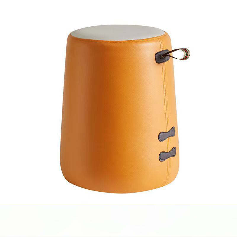 Contemporary Cylinder Fabric Pouf Stool
