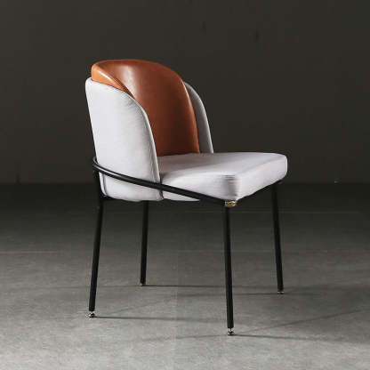Vintage Leather Metal Dining Chair